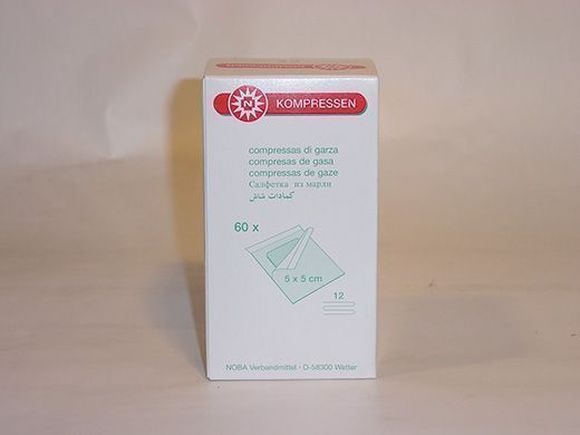 Gaascompressen steriel s1 12-laags 5x5cm / noba