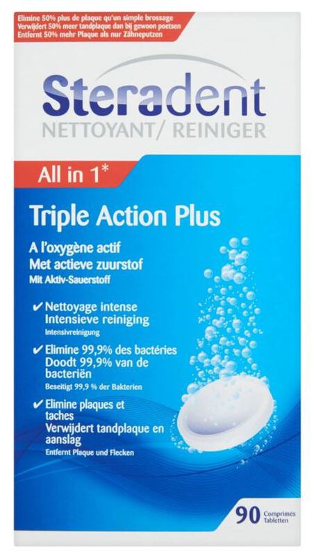 Steradent reiniger triple active plus(90 stuks)