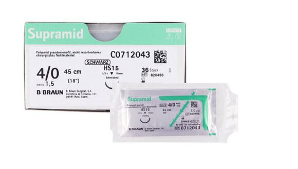 Supramid polyamide hechtdraad hs15 usp 4-0 45cm