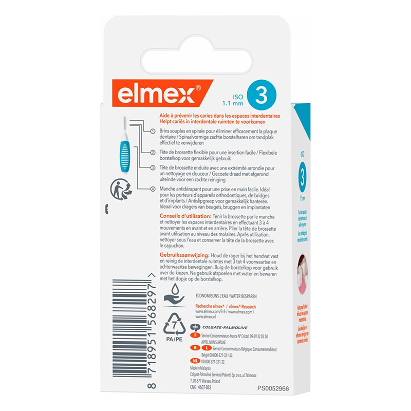 Elmex interdentale ragers blauw iso 3 / 1,1 mm