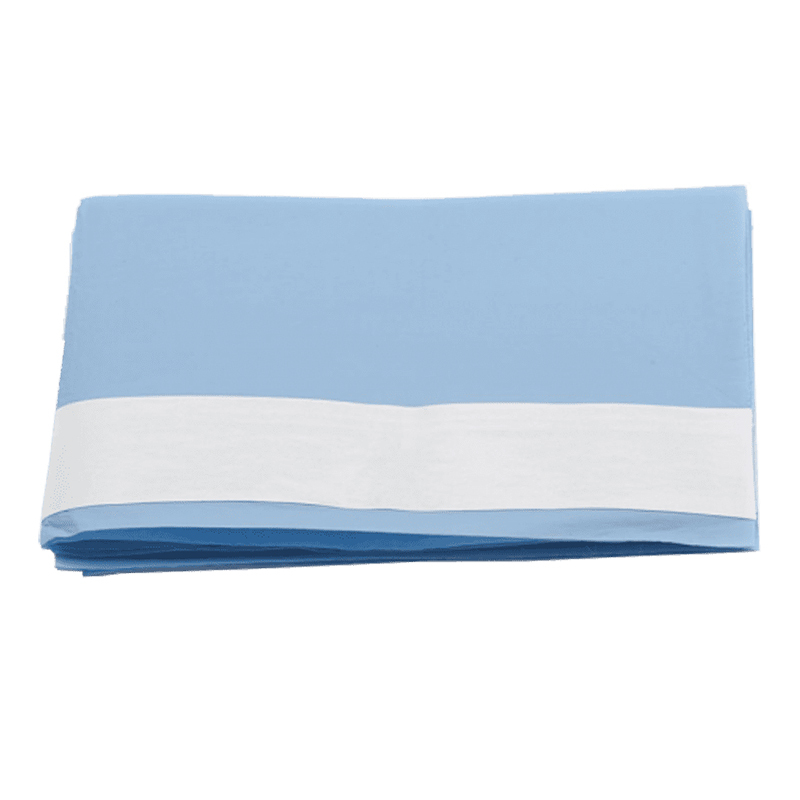 Alle rectangular drape met kleefrand l.blauw 50x75