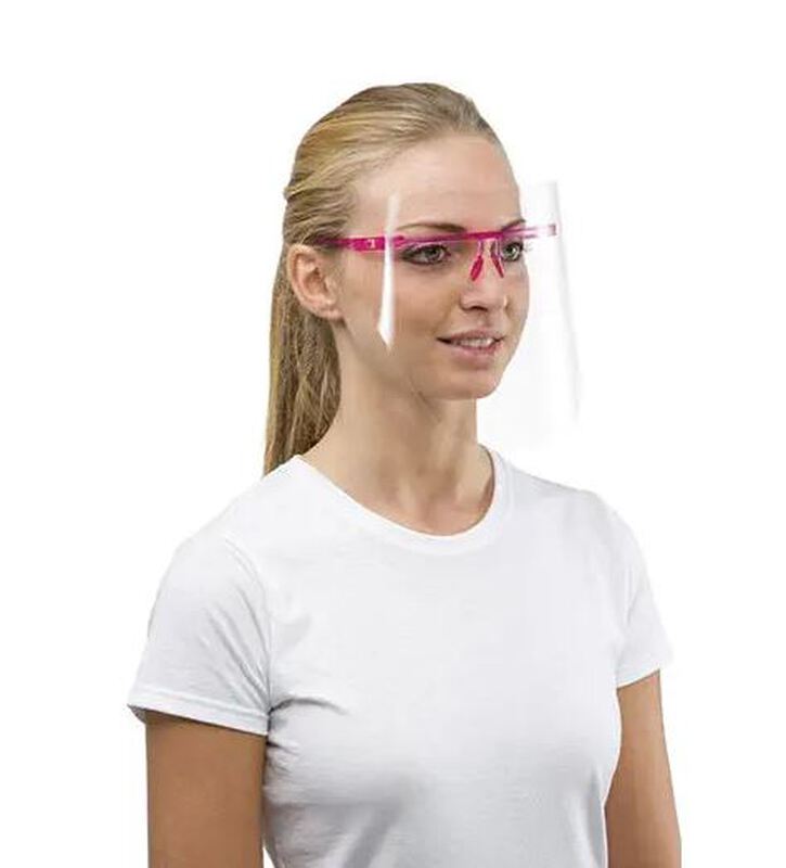 Protective visor frame met 6 schilden blauw/transp