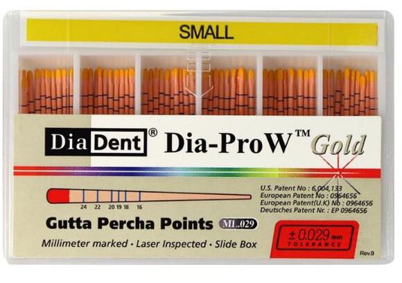 Dia-prow w gold gutta percha points small