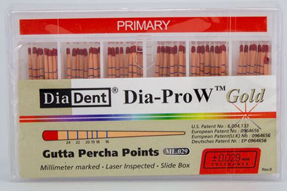 Dia-prow w gold gutta percha points primary