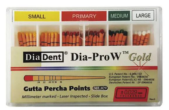 Dia-prow w gold gutta percha points assorted