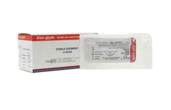 Glyde polyglycol hechtdraad snijdend 19mm 4-0 70cm