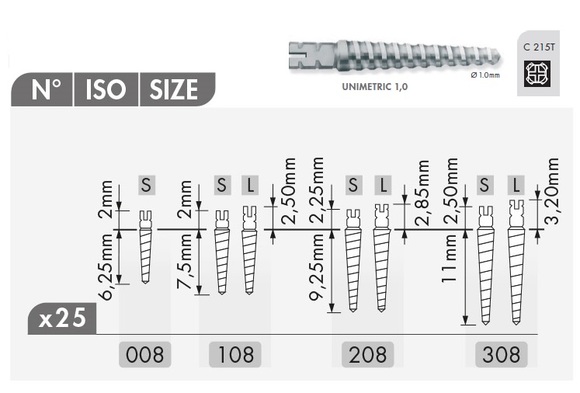 Unimetric refill 215t-308l