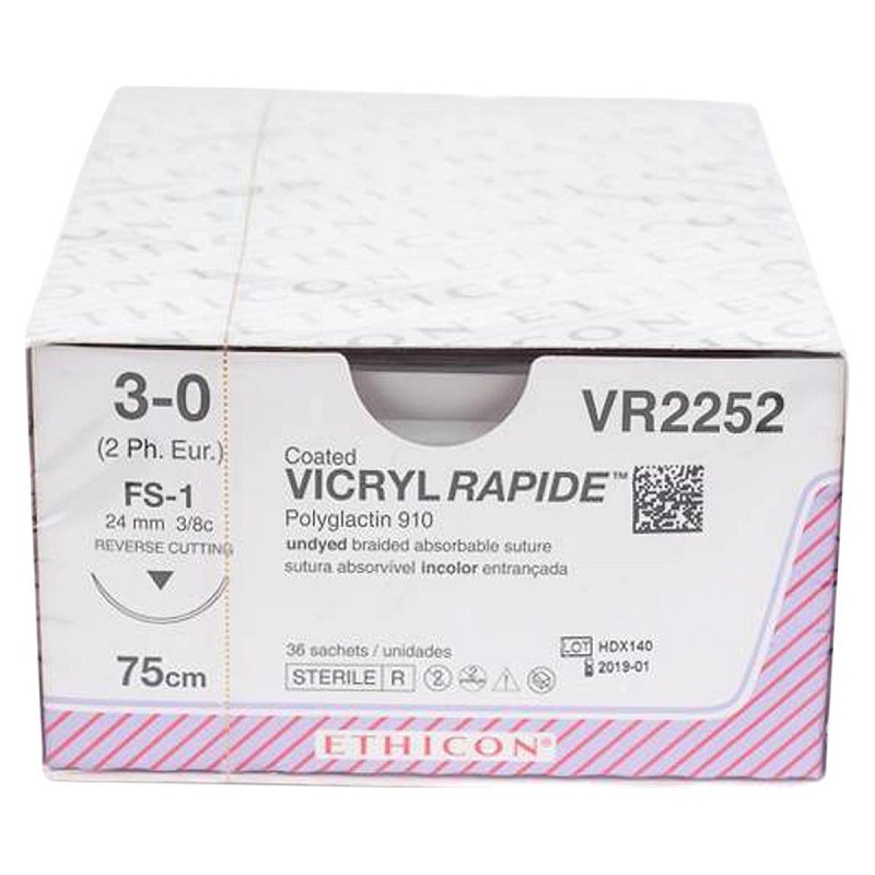 Vicryl rapide 3-0 / sh-1 22mm 1/2c naald / 70cm