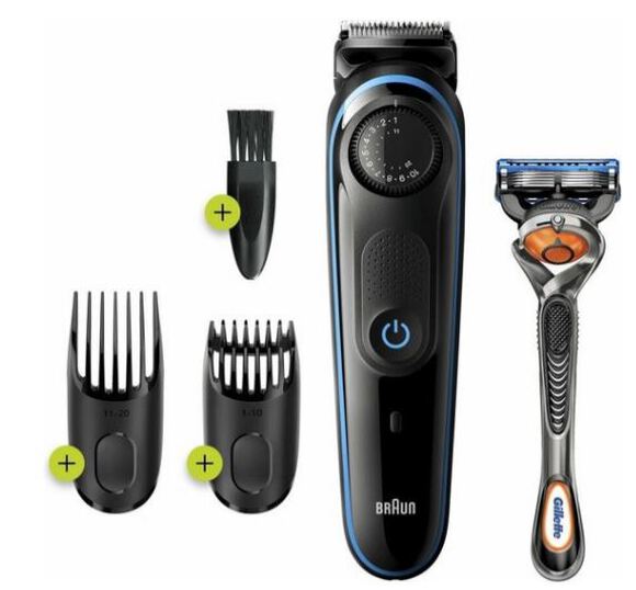 Braun baardtrimmer bt3240 zwart/blauw