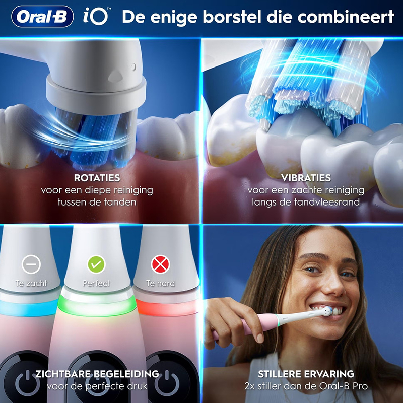 Oral-b io 6s roze/wit elektrische tandenborstel