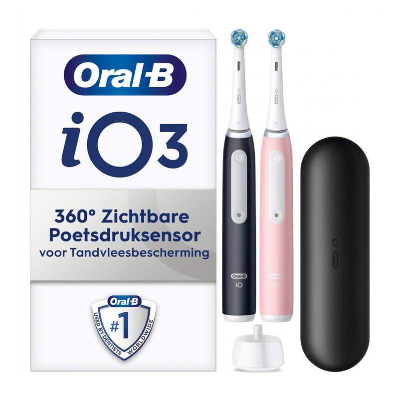 Oral-b io 3 duo zwart+roze elektrische tandenb.