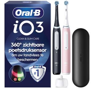 oral-b io 3 duo zwart+roze el.tandenborstels