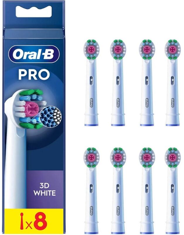 Oral-b pro 3d white eb18prx-8 wit opzetborstels