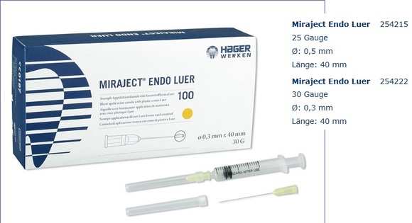 Miraject endo luer stompe naald 40mm/25g