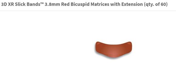 3d xr slick bands 3.8mm red bicuspid w/ext. matr.