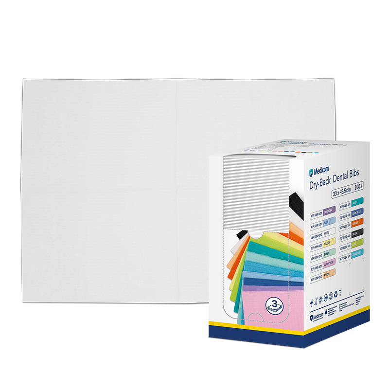 Dry-back dental bibs servetten dispenser wit