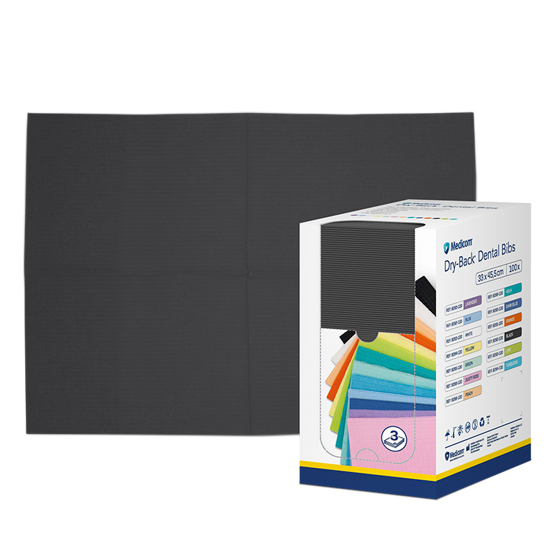 Dry-back dental bibs servetten dispenser zwart