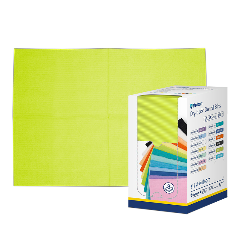 Dry-back dental bibs servetten dispenser lime