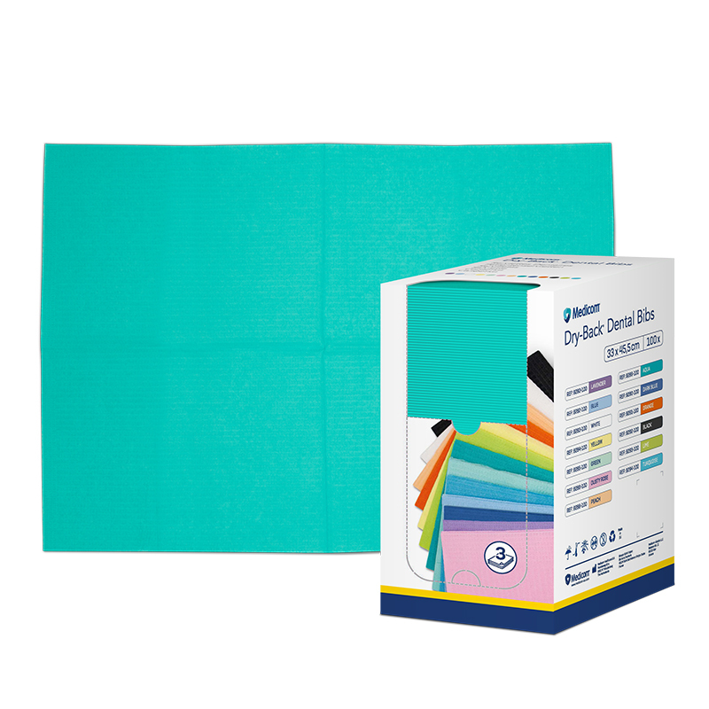 Dry-back dental bibs servetten dispenser turquoise