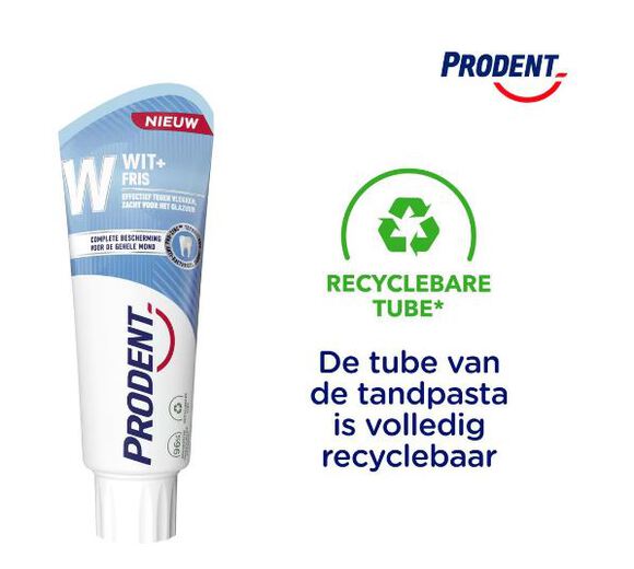 Prodent tandpasta wit+fris effectief tegen vlekken