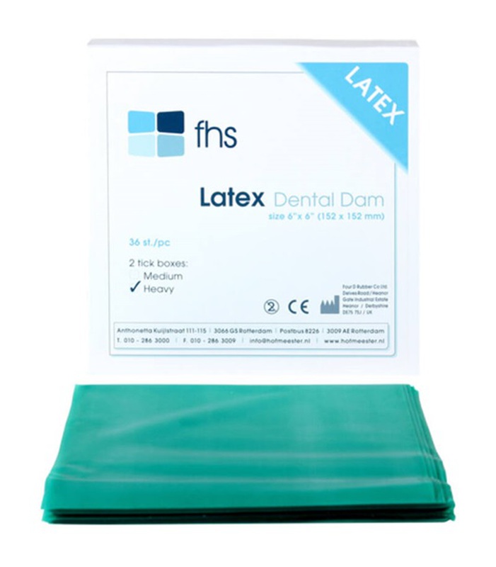 Fhs dental dam cofferdam latex heavy 6x6 inch