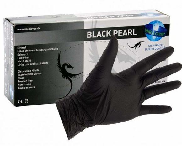 Fhs nitrile handschoenen black pearl (zwart) xl