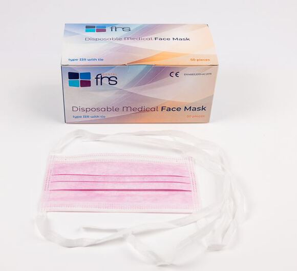 Fhs mondmaskers type iir met koord roze