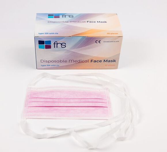 Fhs mondmaskers type iir met koord roze