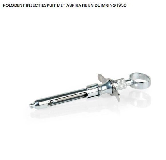 Polodent injectiespuit + aspir. en duimring 1950