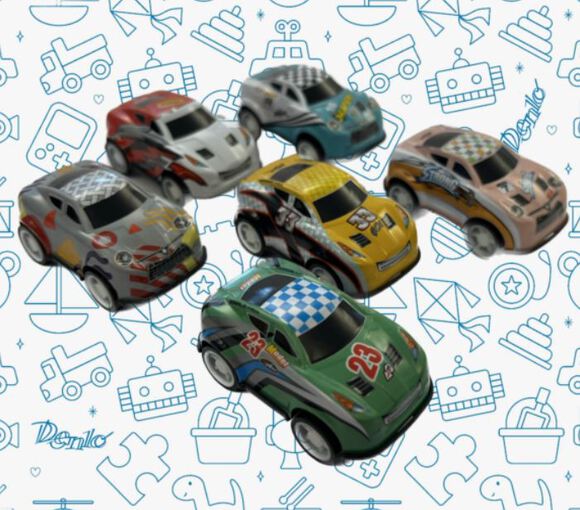 Speelgoed metalen auto's in bus