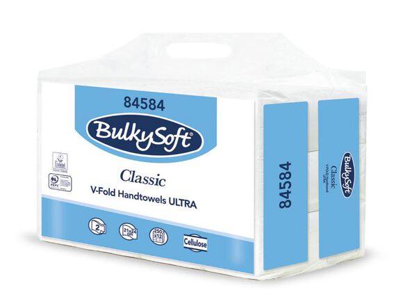 Bulkysoft classic v-vouw handdoekjes 2-l 24x21cm