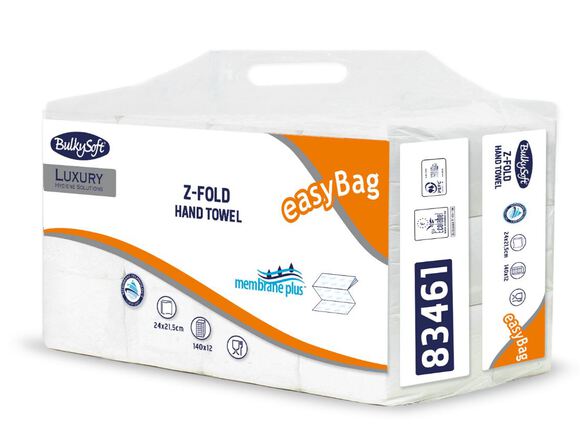 Bulkysoft z-fold handdoekjes 21,5x24cm 3-l easybag