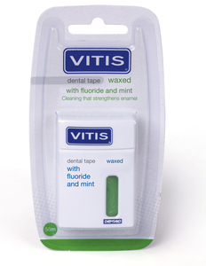 vitis tape waxed, fluoride en mint, groen (floss)