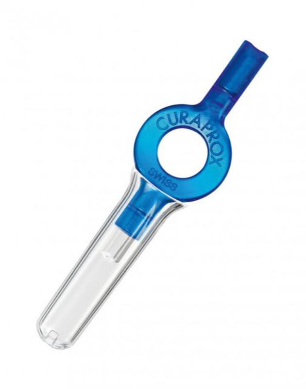 Curaprox uhs 409 handige houder blauw met dop