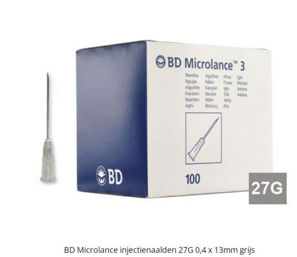Bd microbalance injectienaalden 27g 0,4x13mm grijs