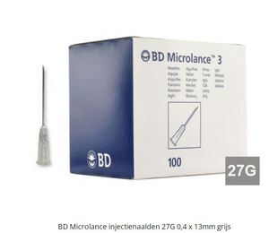 bd microbalance injectienaalden 27g 0,4x13mm grijs