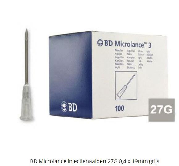 Bd microbalance injectienaalden 27g 0,4x19mm grijs