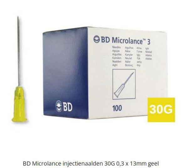 Bd microbalance injectienaalden 30g 0,4x19mm geel
