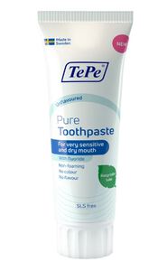 tepe pure tandpasta zonder smaak v/d droge mond
