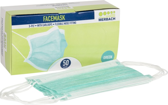 Merbach mondmaskers groen 3-l pp type iir