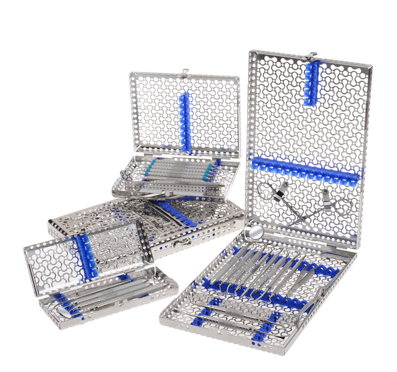 Din cassette voor 18 instrumenten blauw