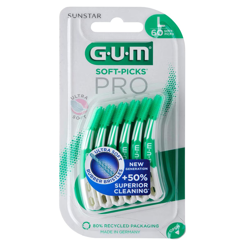 Gum soft-picks pro large donkergroen - 60 stuks