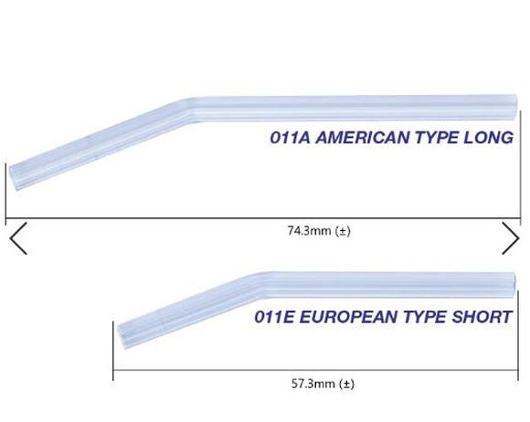 Disposable transp. air-water syringe tips short