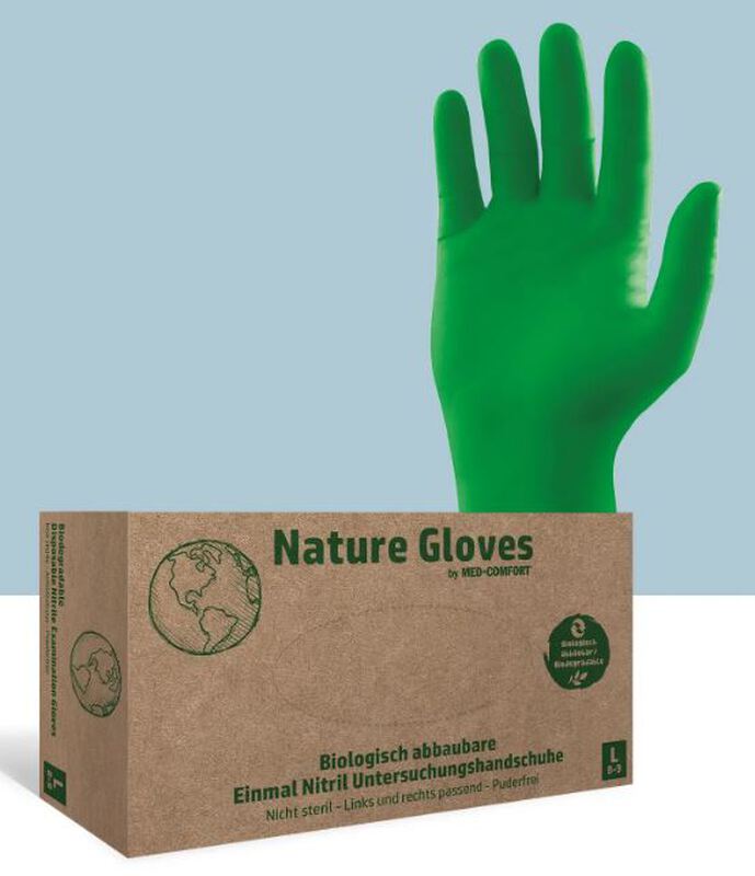 Nature nitrile handschoenen pf bio groen x-small