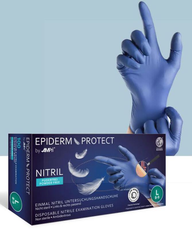 Epidermprotect nitrile handschoen pf metalblue xs