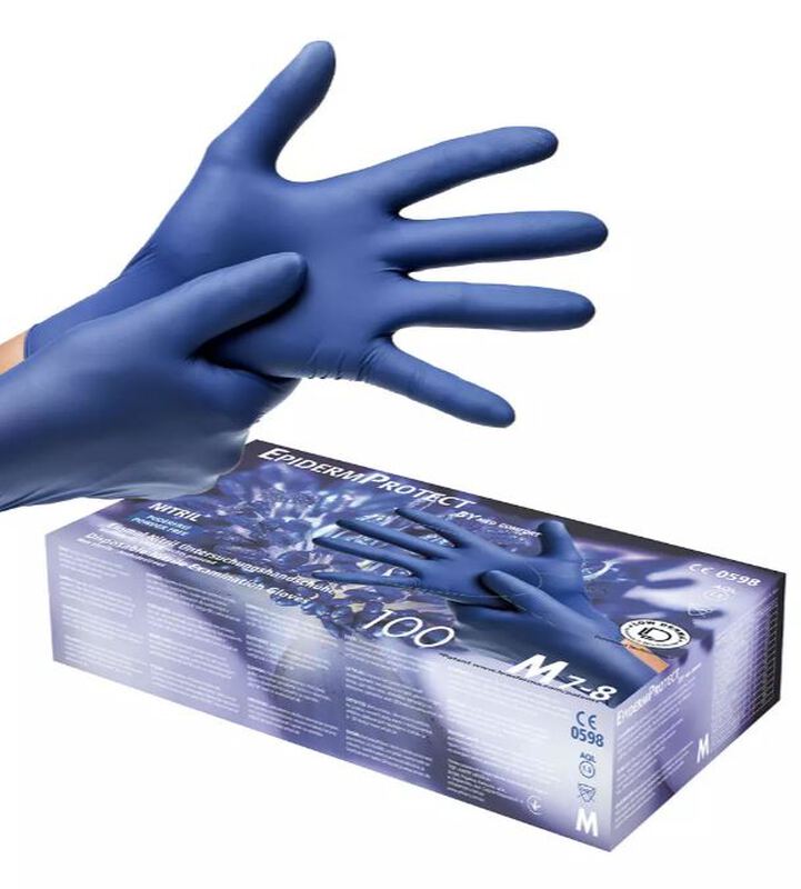 Epidermprotect nitrile handschoen pf metalblue m