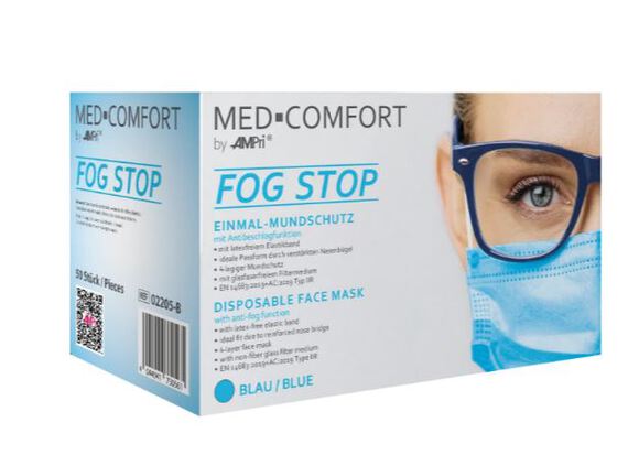 Mondmaskers fog stop 4-l (iir) blauw met elastiek