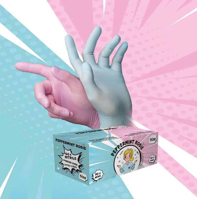 Style peppermint rosie nitrile pf mint/roze s