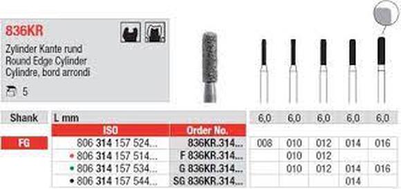 Edenta diamantsteen fg836kr/014 round edge cyl 6mm