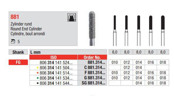 Edenta diamantsteen fg g881/014 round end cyl. 8mm